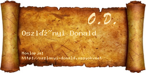 Oszlányi Donald névjegykártya